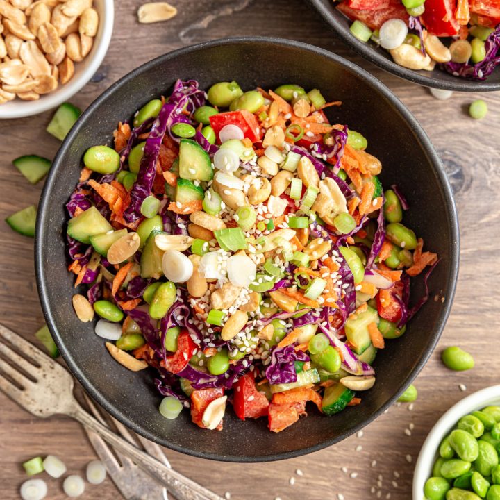 A bowl of edamame crunch salad.
