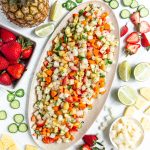 Jicama Pineapple slaw on a platter.