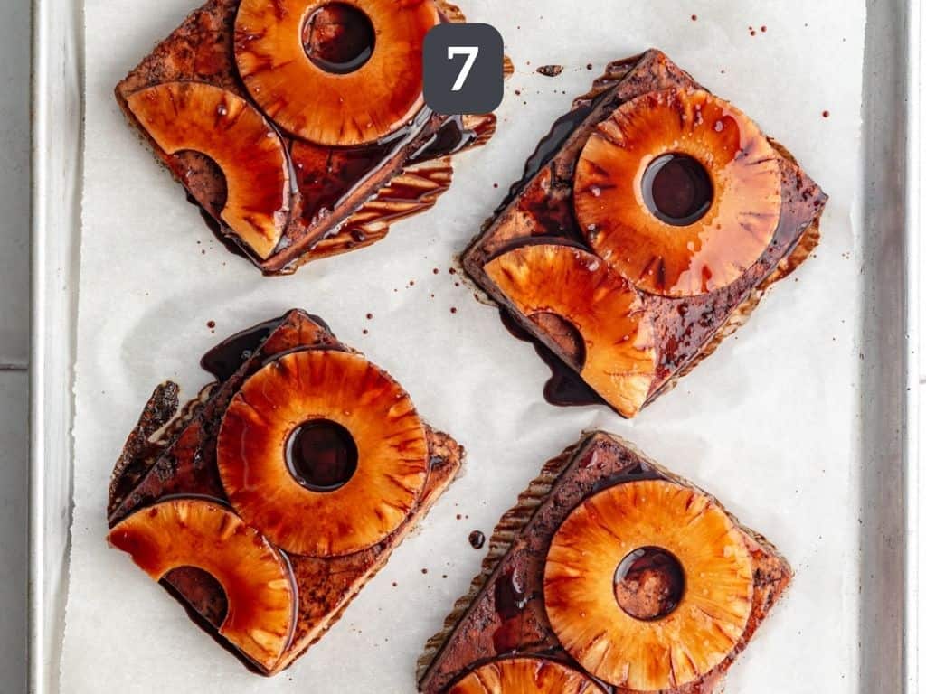 Pineapple Glazed Tofu Step 7 - add the pineapple and remaining glaze.