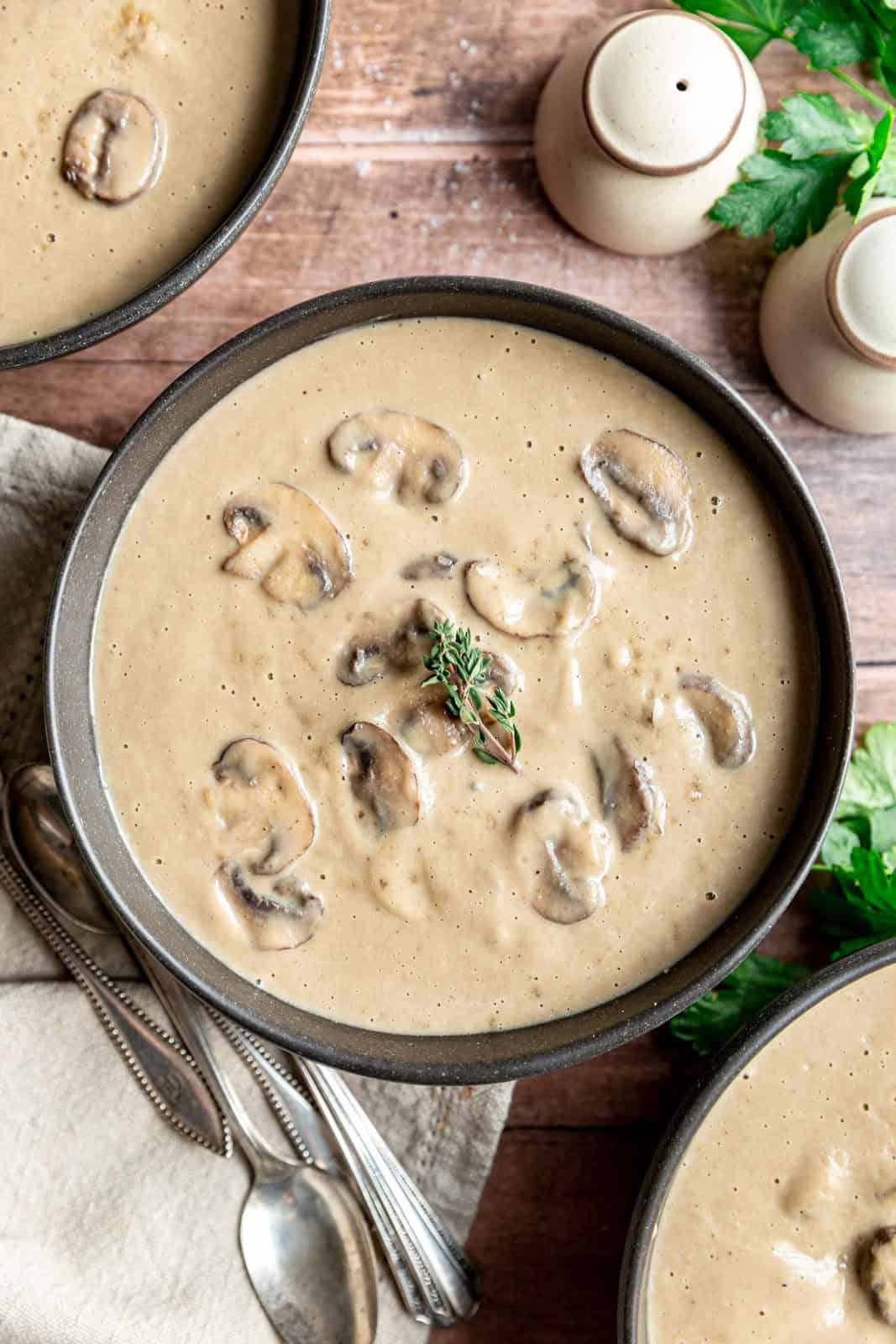 Vegan Cream of Mushroom Soup without garnish