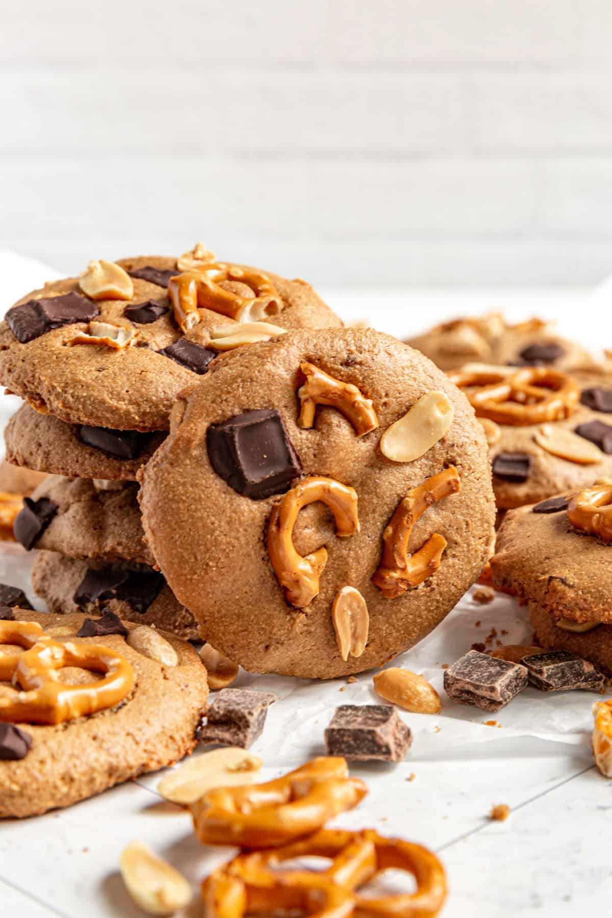 A stack of vegan kitchen sink cookies.