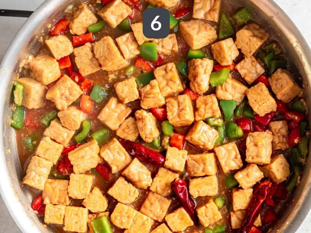 Kung Pao Tempeh Step 6 - add sauce
