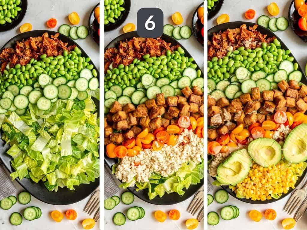 Vegan Cobb Salad Step 6 - assemble the salad.