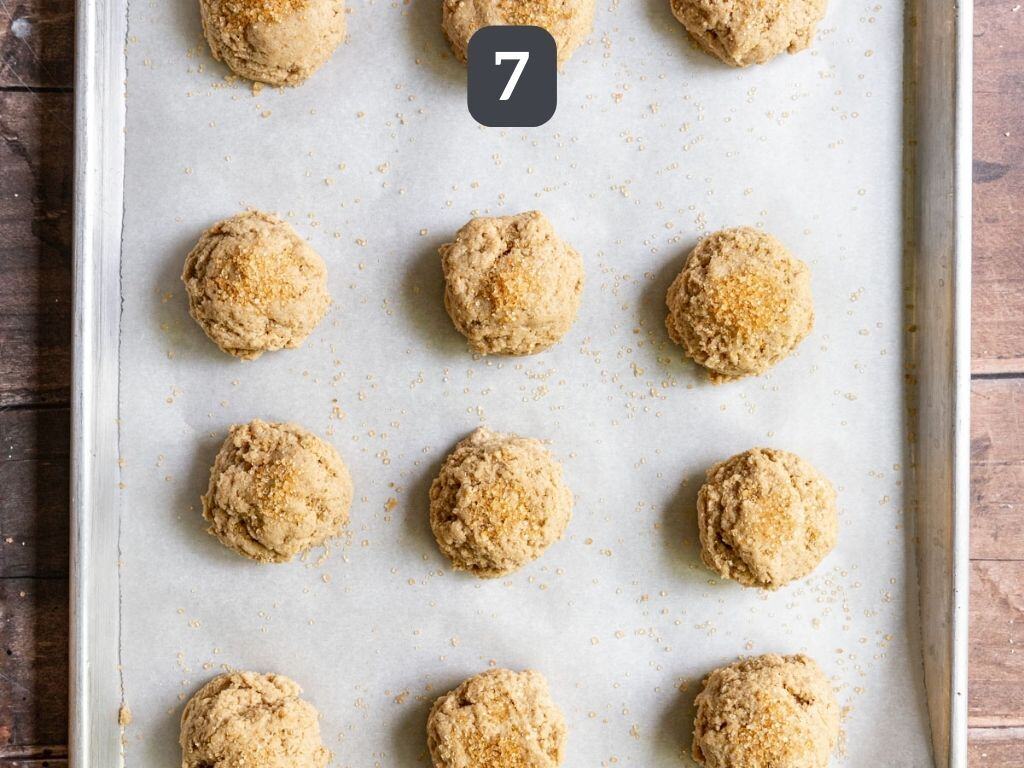 Vegan Strawberry Shortcakes Step 7 - scoop into balls and sprinkle with sugar.