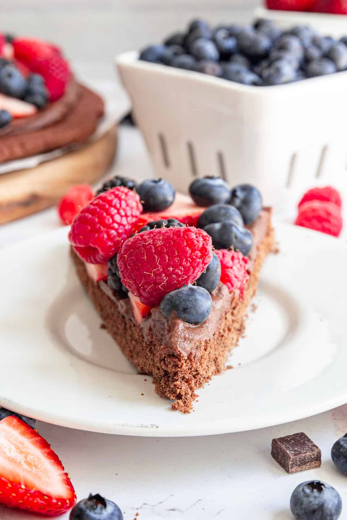 A slice of Vegan Chocolate Fruit Pizza
