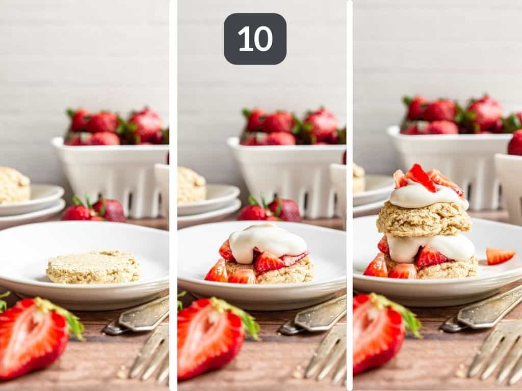 Vegan Strawberry Shortcakes Step 10 - assemble the shortcakes.