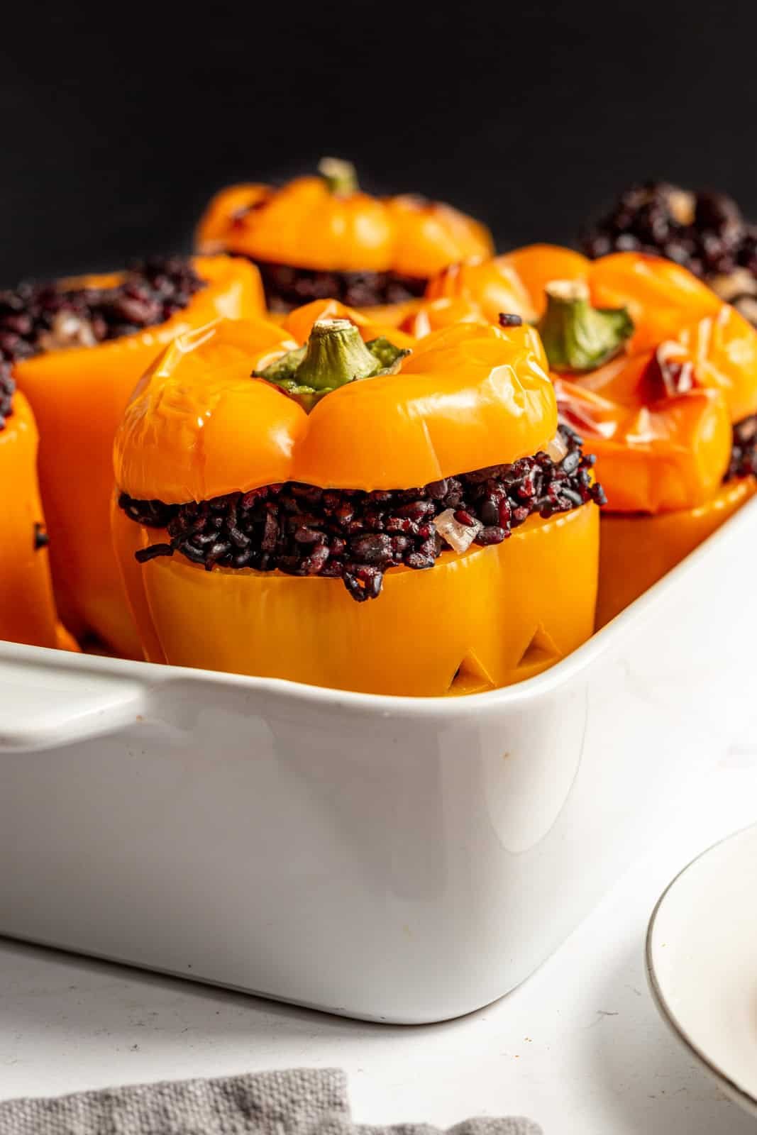 Halloween Jack-O-Lantern Stuffed Peppers