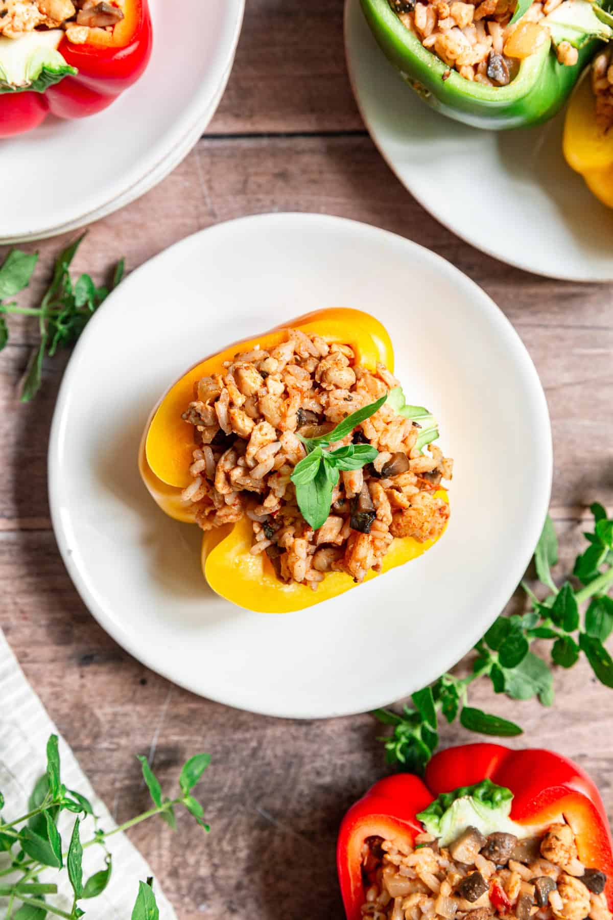 No-Bake Vegan Stuffed Peppers with Rice and Mushrooms