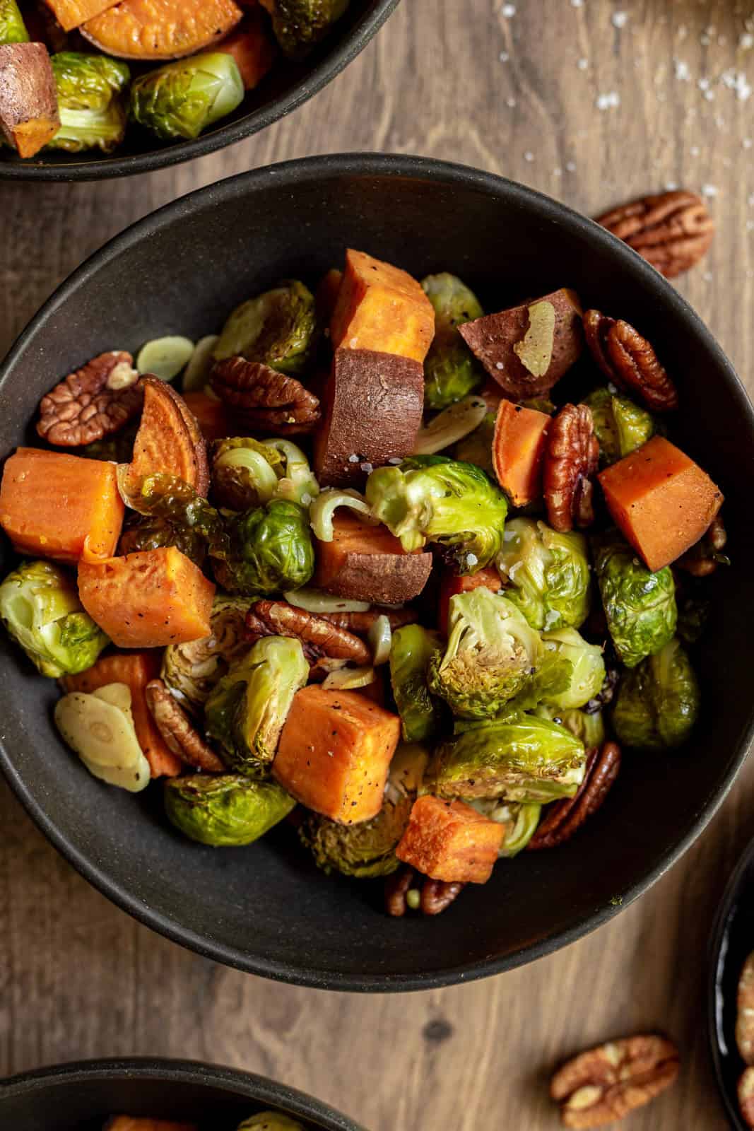 Roasted Sweet Potatoes and Brussels Sprouts 