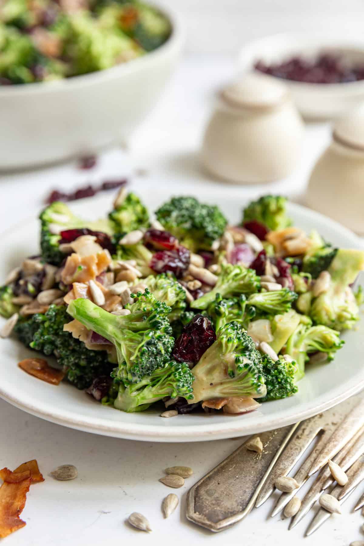 A plate of Vegan Broccoli Salad.