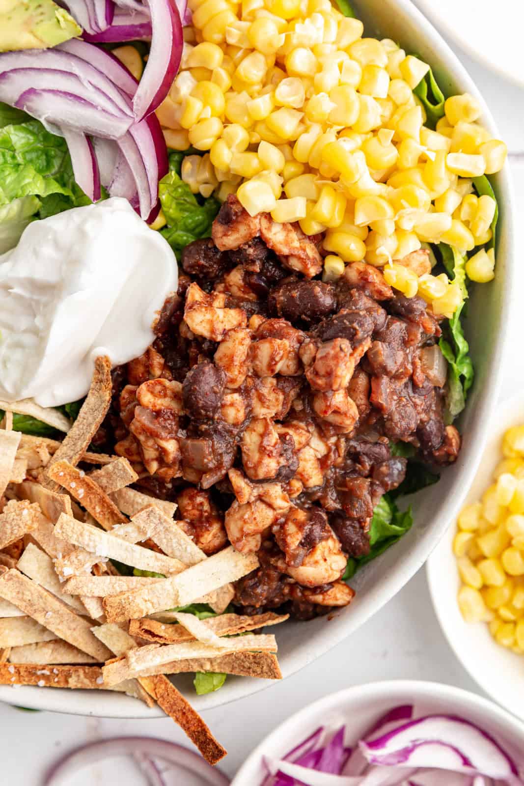 Vegan Taco Salad Bowl focused on vegan taco meat.