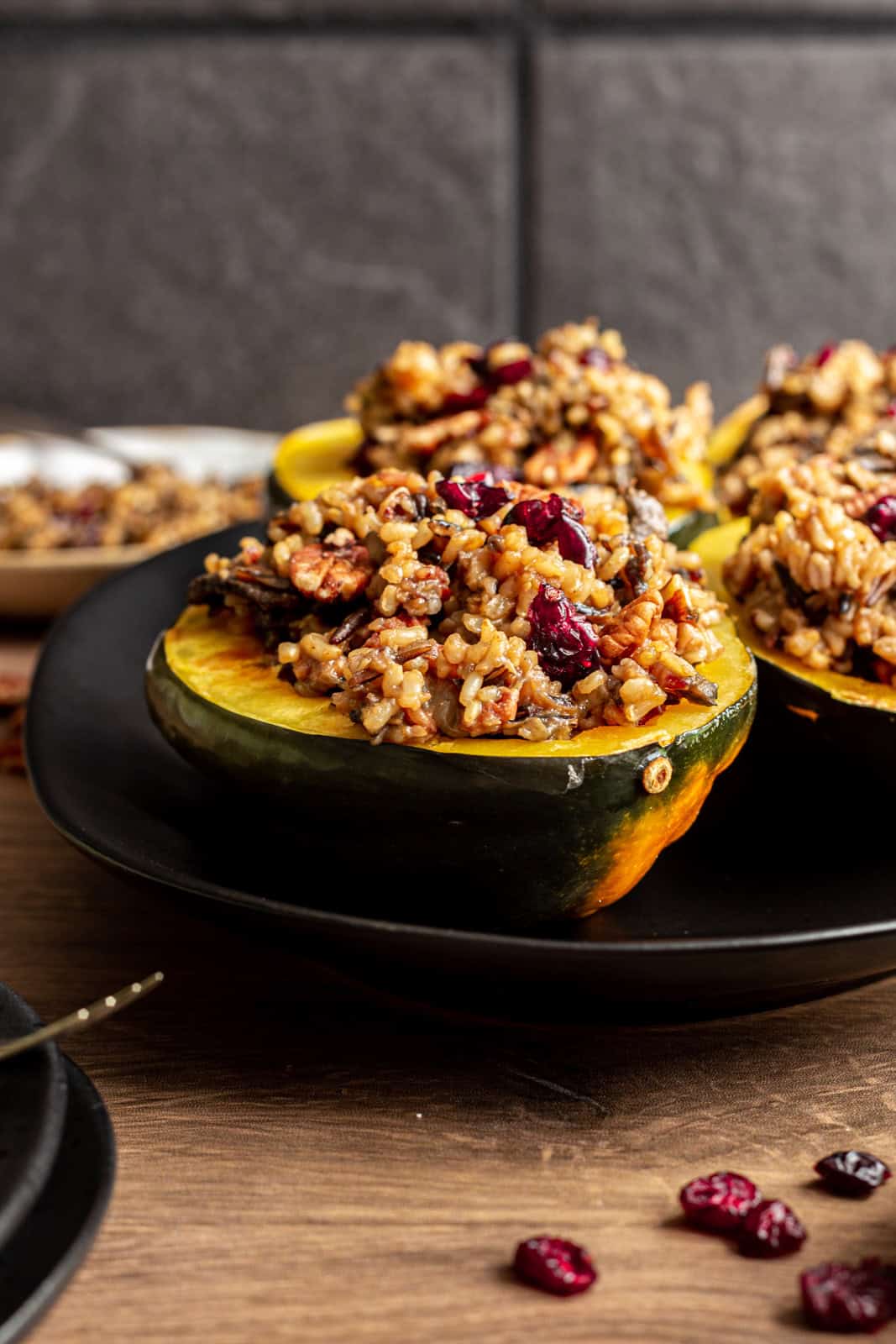 Vegan Wild Rice Stuffed Acorn Squash