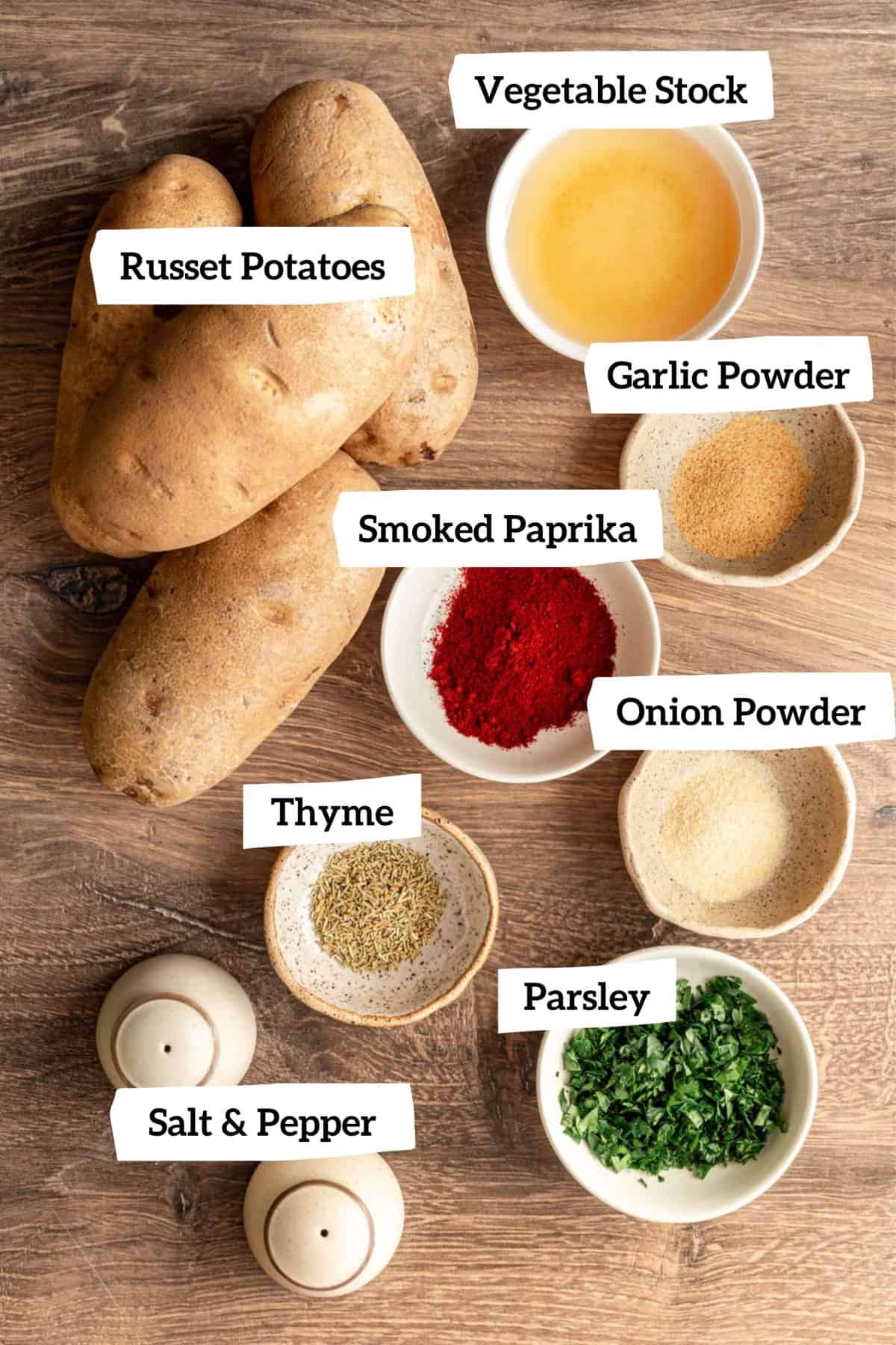 Oil-Free Air Fryer Potato Wedges Ingredients