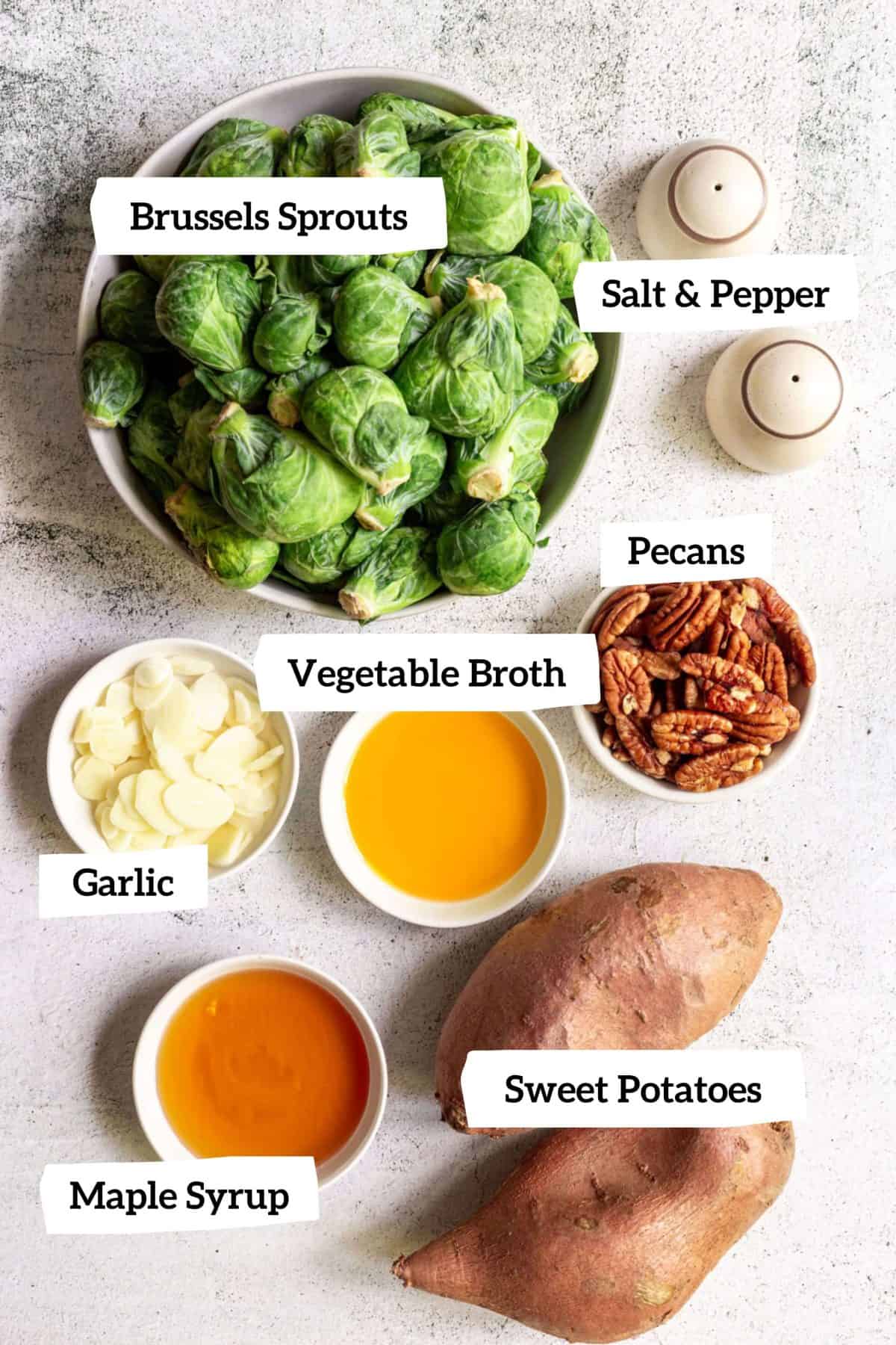 Roasted Sweet Potatoes and Brussels Sprouts Ingredients