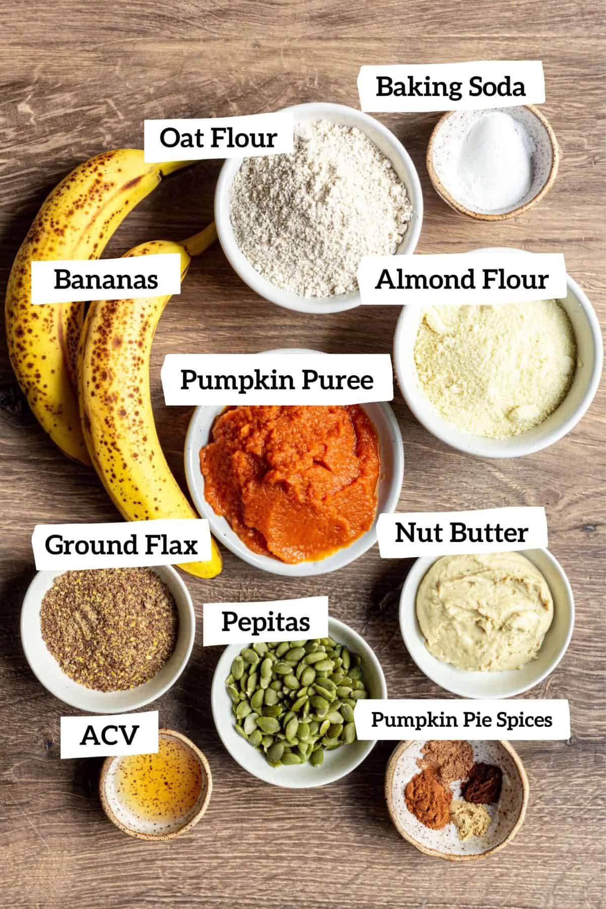 Vegan Pumpkin Banana Bread Ingredients