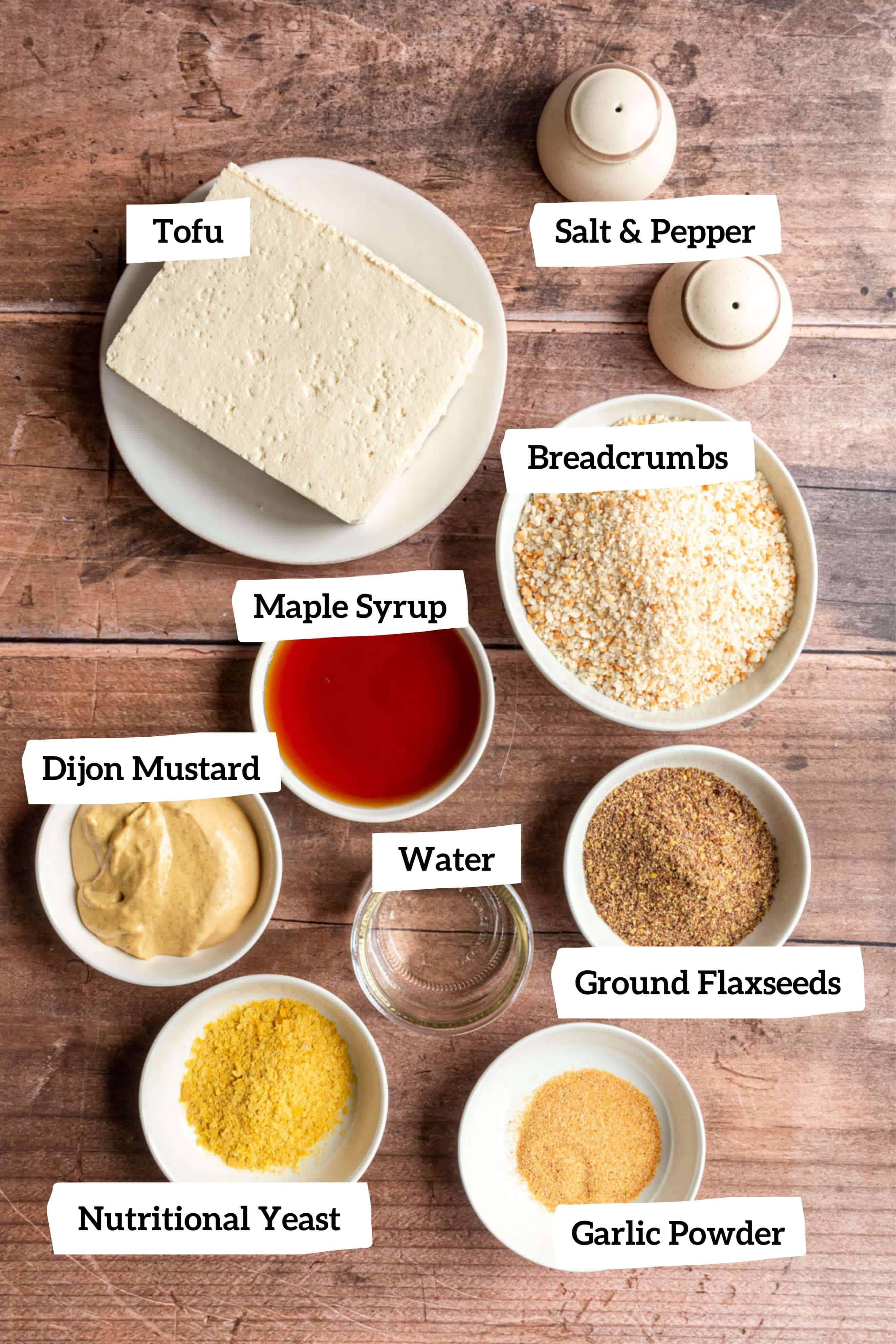 Ingredients for Air Fryer Tofu Nuggets.