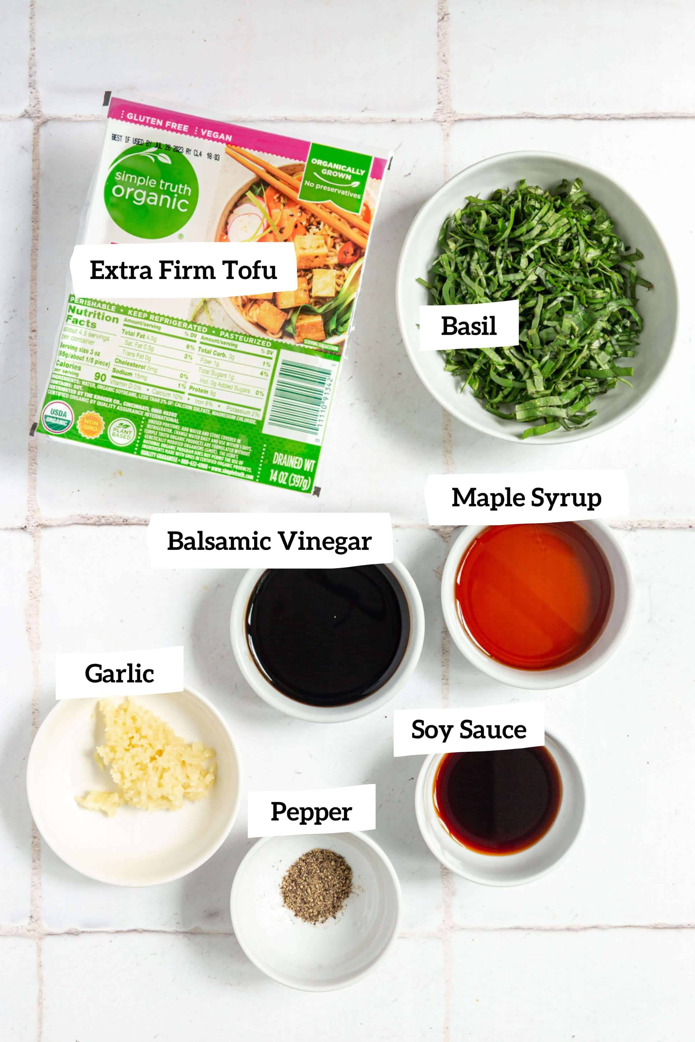 Basil Balsamic Marinated Tofu Ingredients