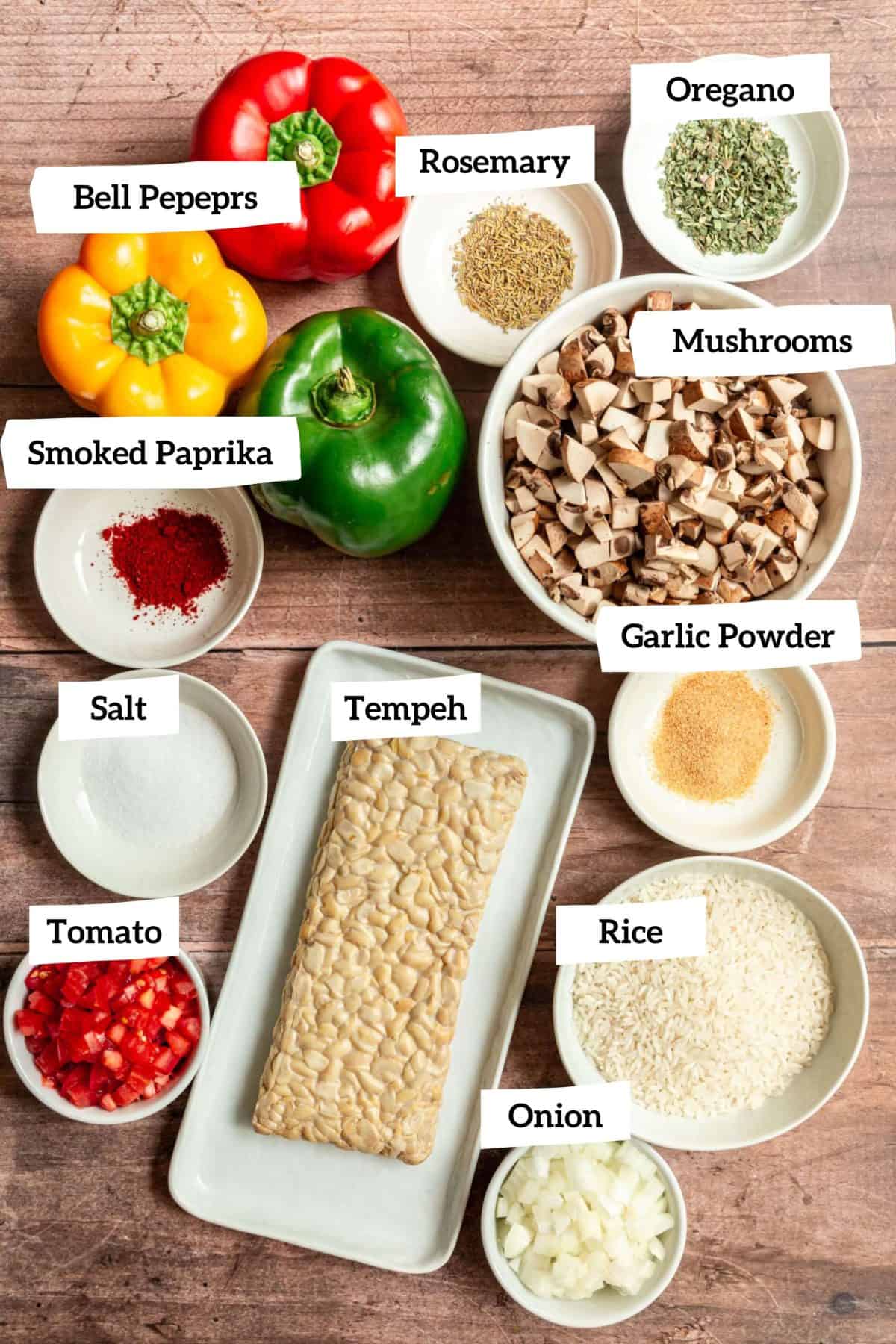 No-Bake Vegan Stuffed Peppers with Rice and Mushrooms Ingredients