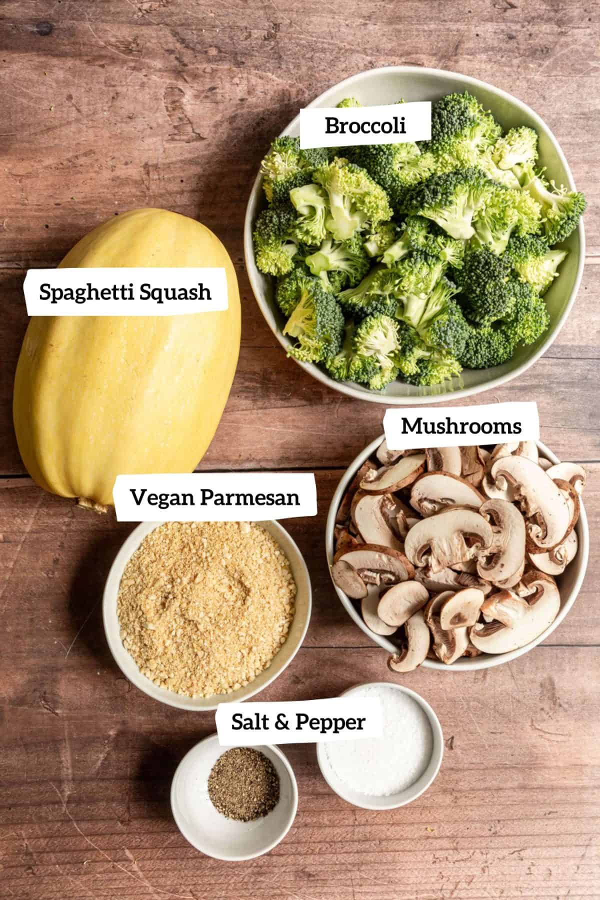 Broccoli Parmesan Spaghetti Squash with Roasted Mushrooms Ingredients