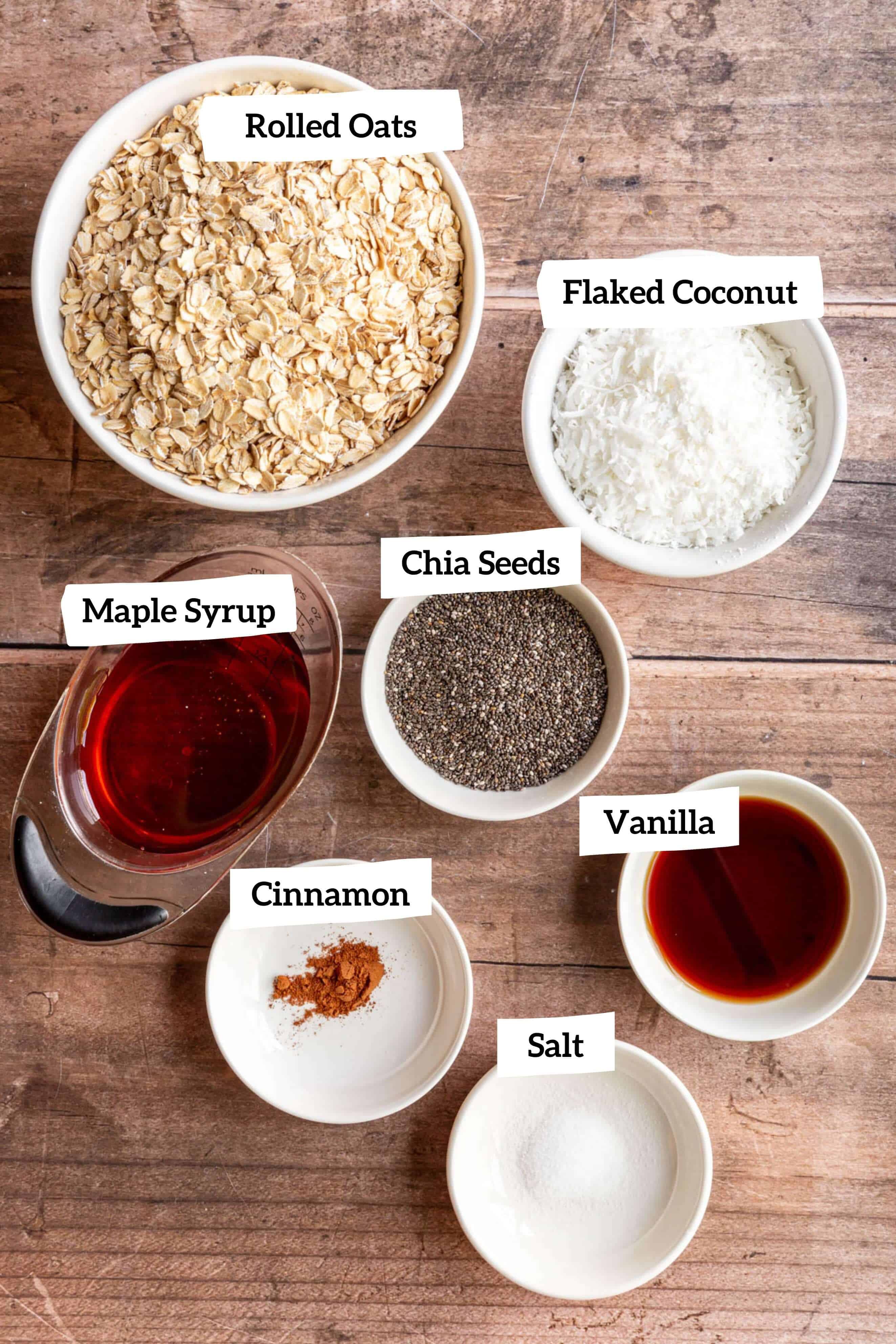 Easy Vanilla Coconut Granola Ingredients