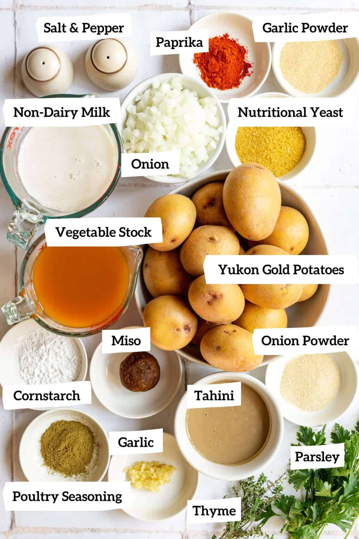 Vegan Gluten Free Scalloped Potatoes Ingredients