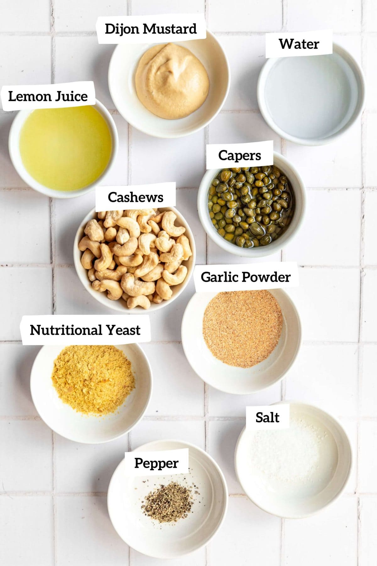 Vegan Oil-Free Cashew Caesar Salad Dressing Ingredients