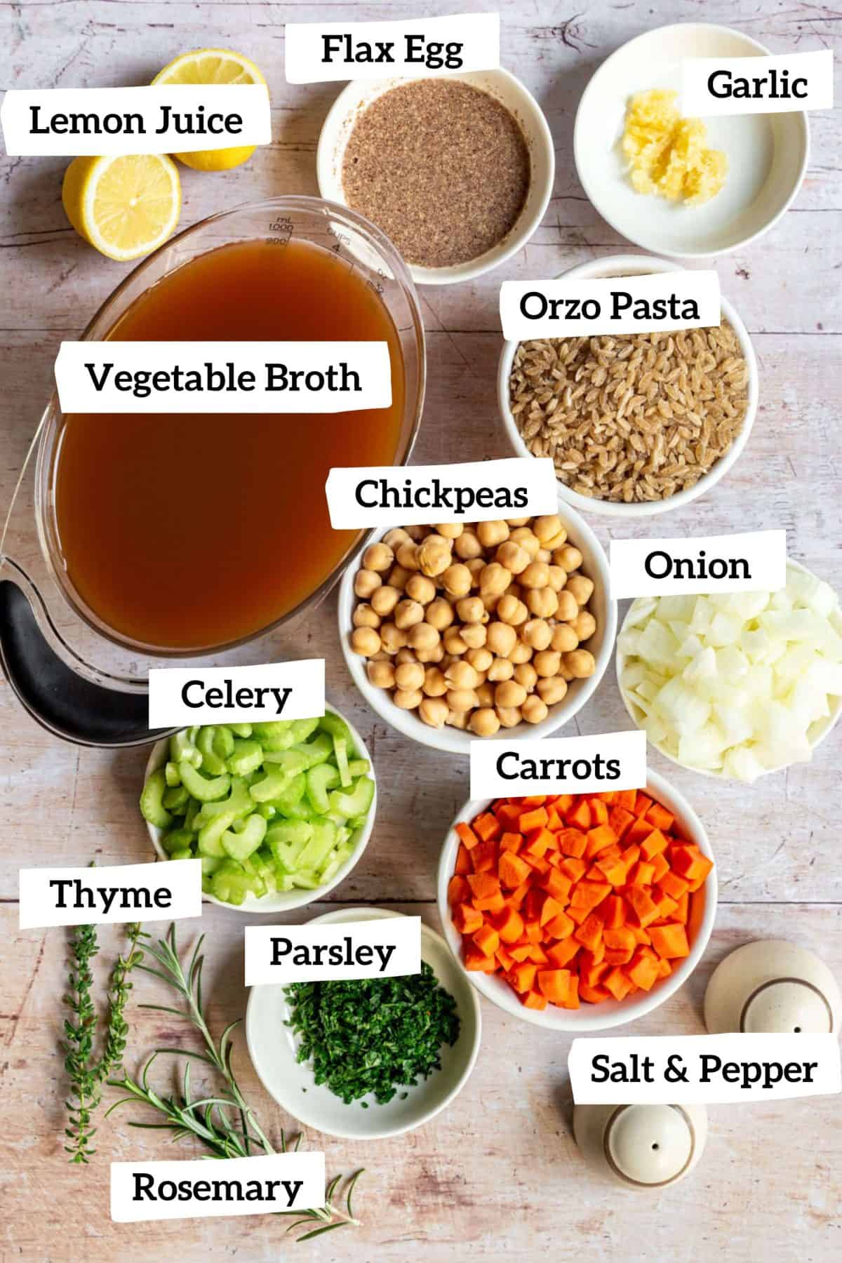 Vegan Orzo Soup Ingredients