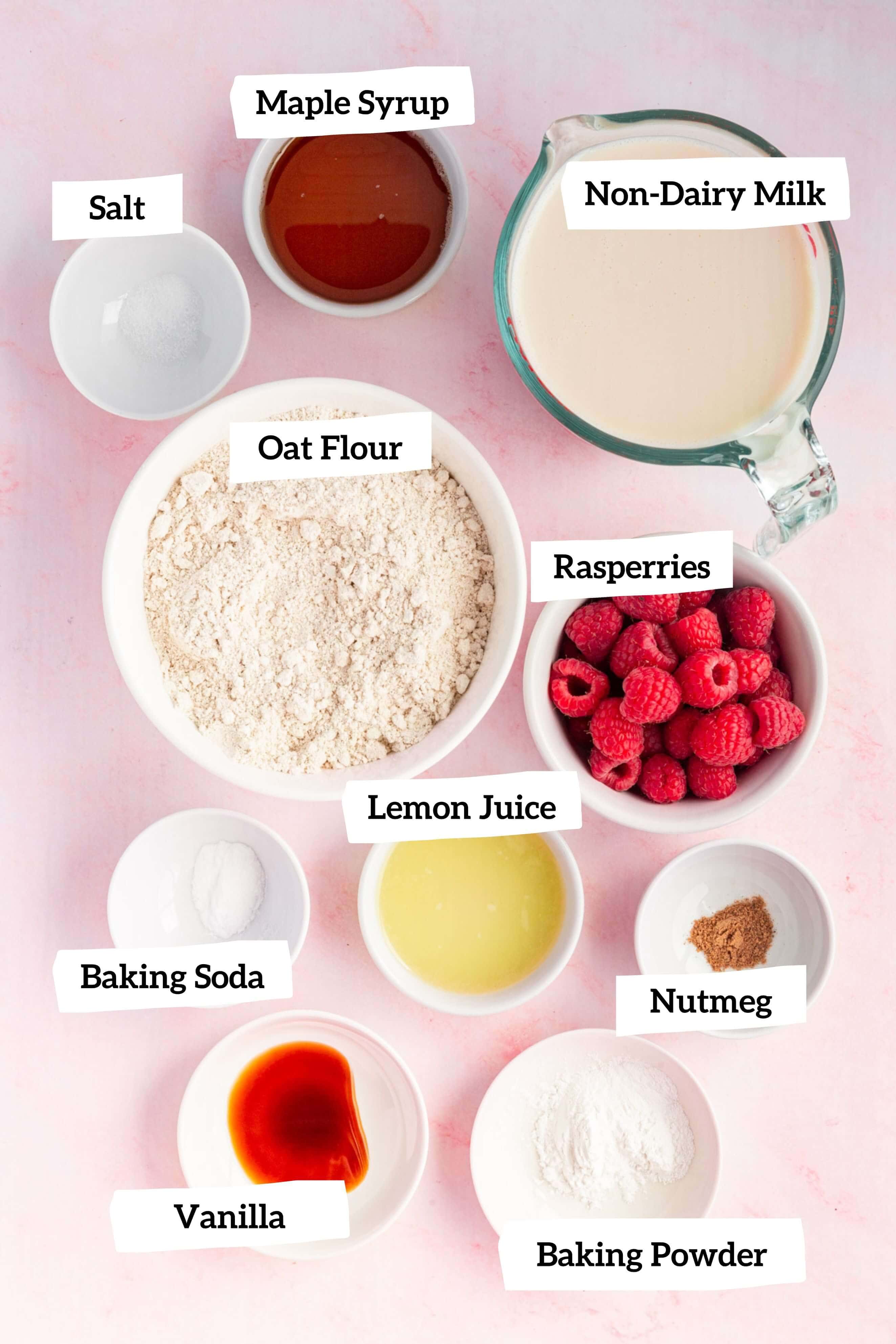 Vegan Raspberry Lemon Pancakes Ingredients