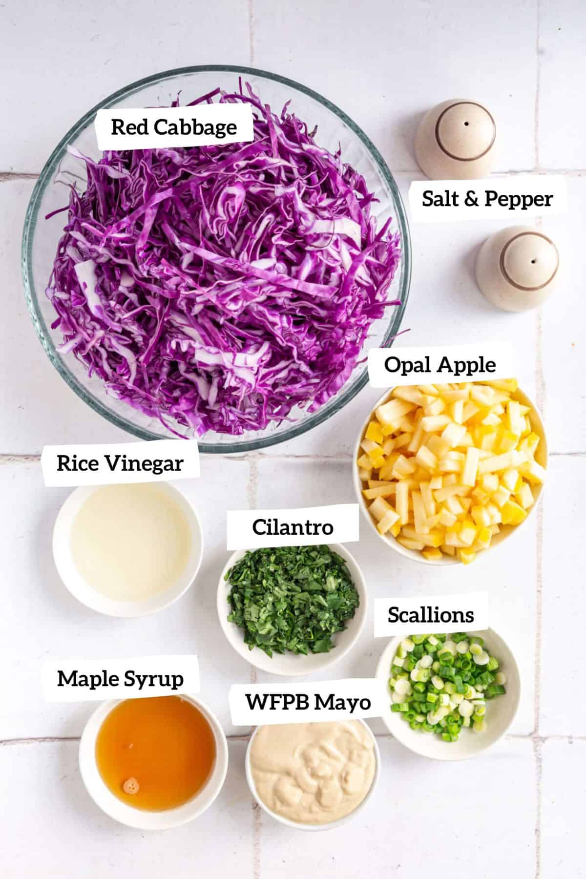 Vegan Red Cabbage Slaw Ingredients.