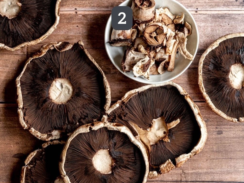 Vegan Stuffed Portobello Mushrooms Step 2 clean