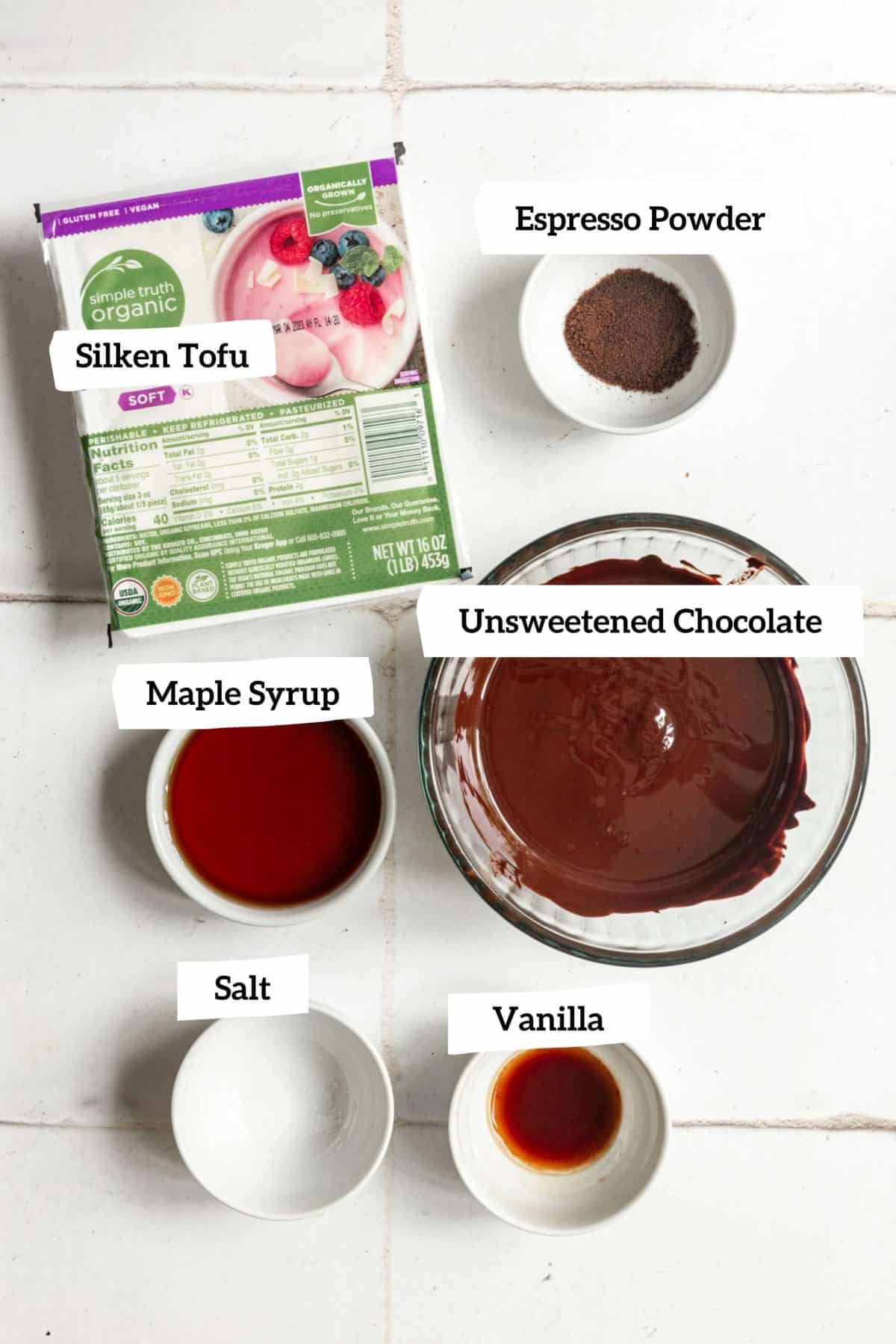 Vegan Tofu Chocolate Mousse Ingredients
