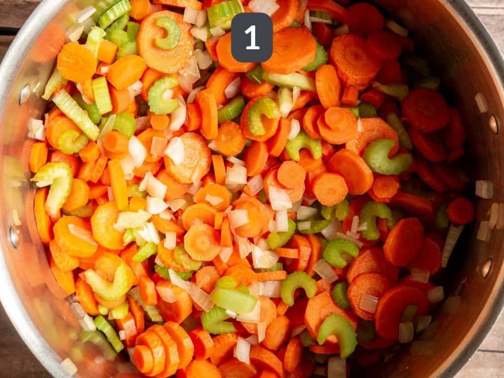 Step 1 - saute the vegetables.