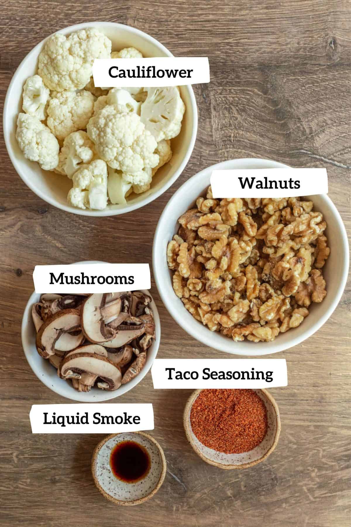 Mushroom Walnut Taco Meat Ingredients
