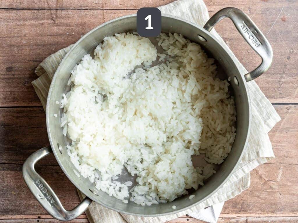 No-Bake Vegan Stuffed Peppers Step 1 - cook the rice.