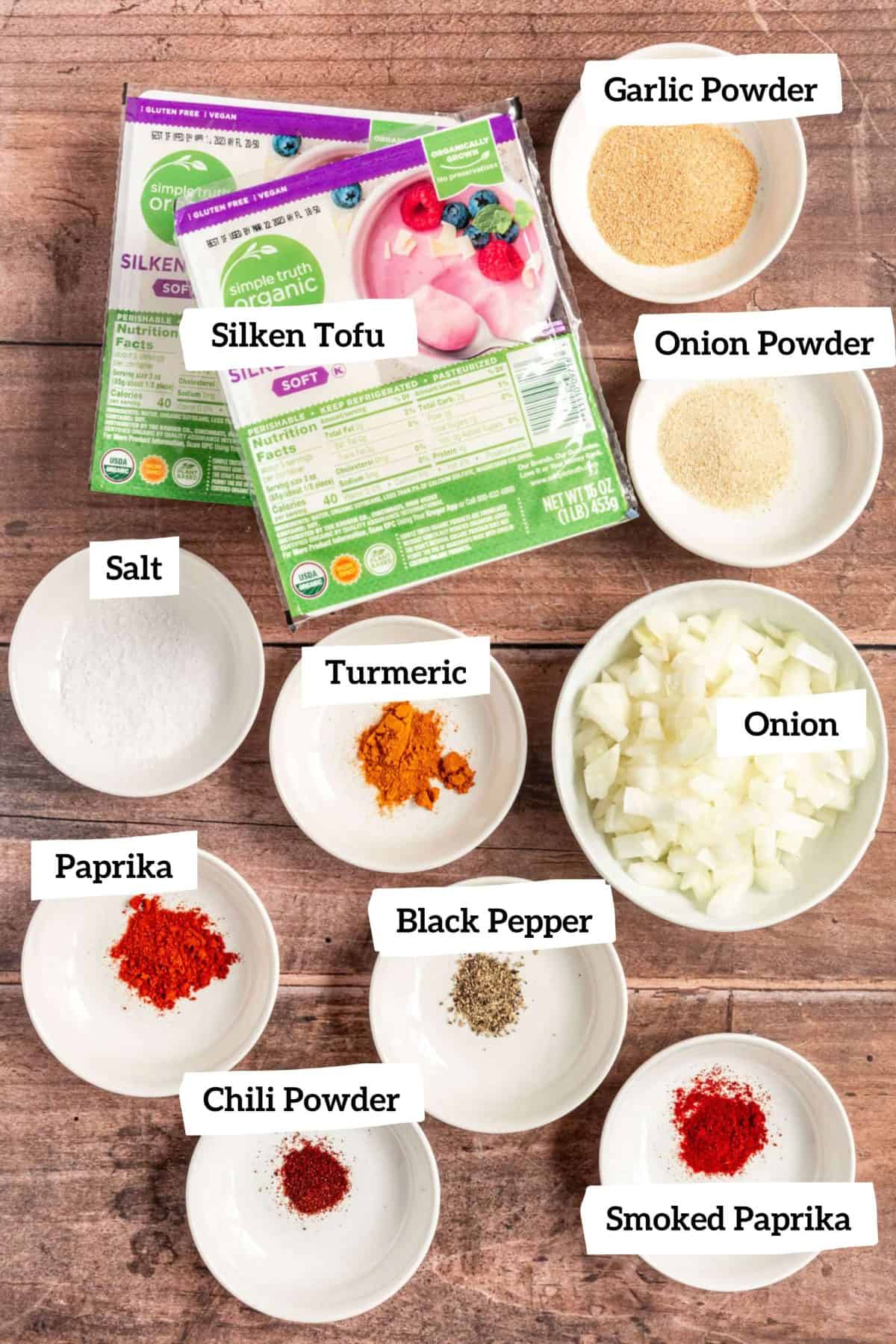 Silken Tofu Scrambled Eggs Ingredients.