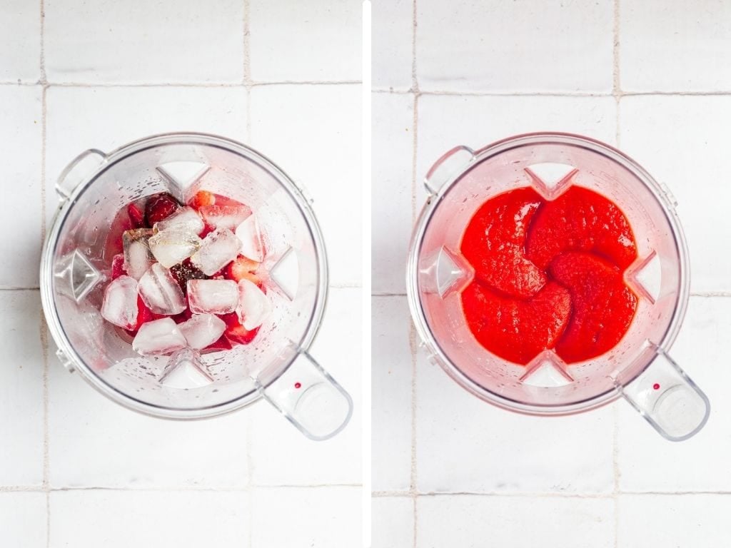 Strawberry Daiquiri Mocktail in a blender.