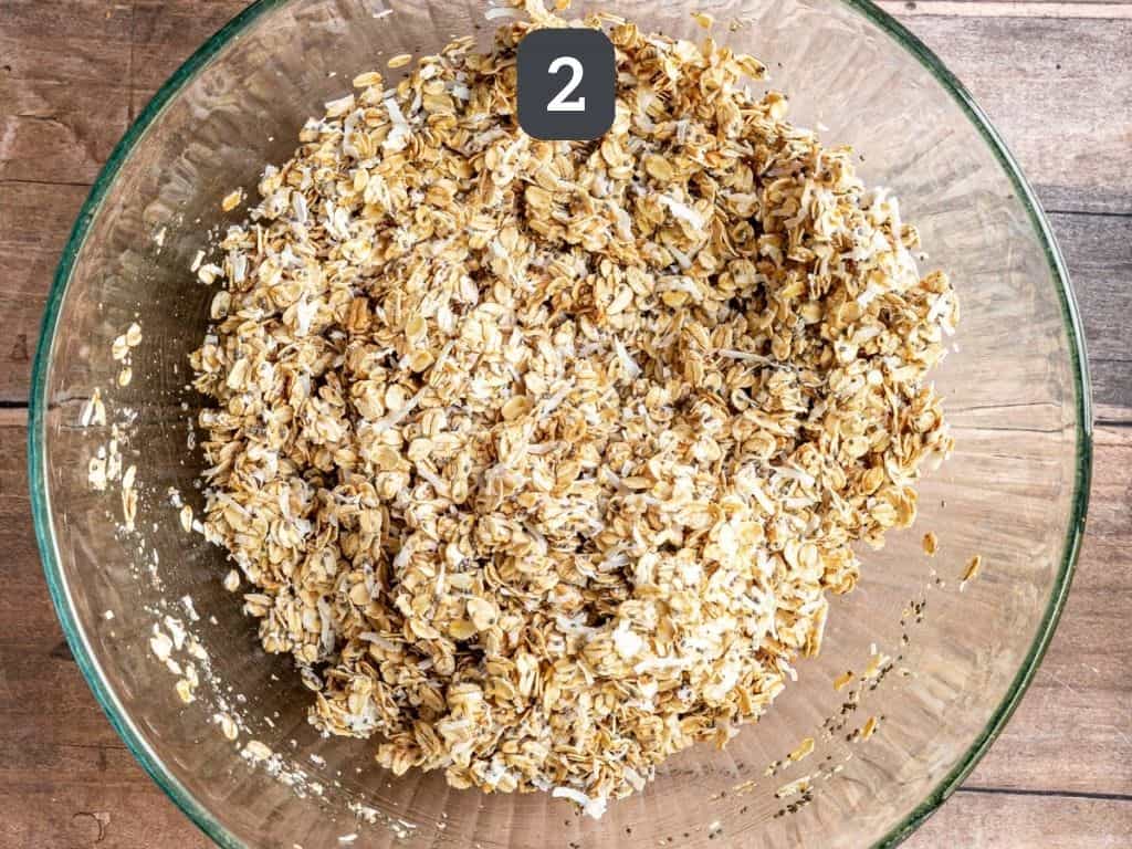 Easy Vanilla Coconut Granola step 2 - mix all the ingredients.