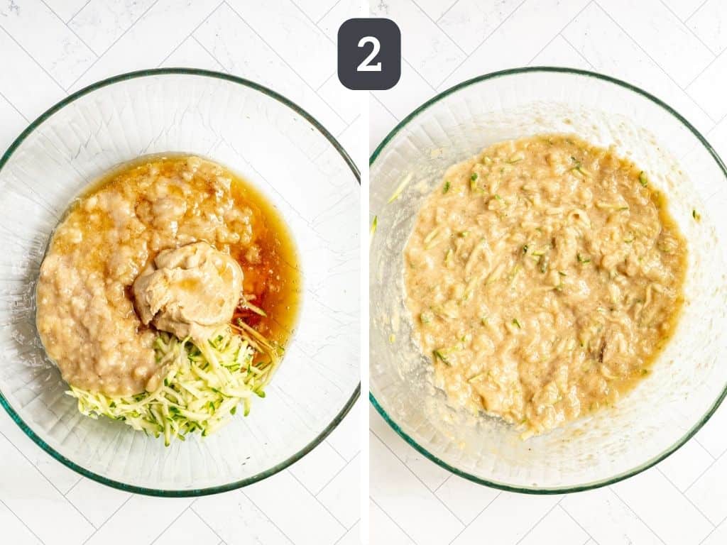 Vegan Banana Zucchini Bread Step 2 - mix the wet ingredients.