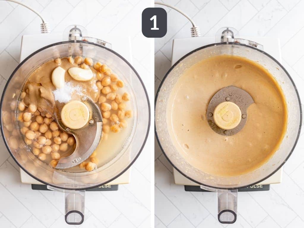 Vegan Chickpea Dressing in a blender.