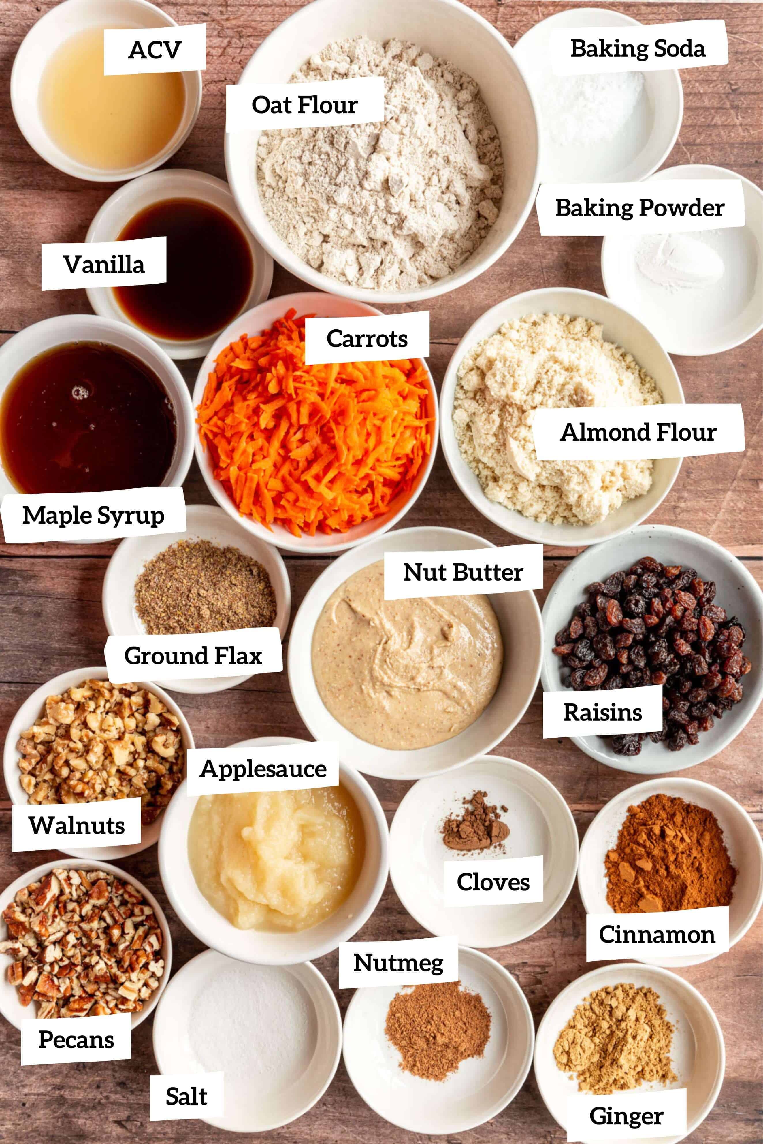 Ingredients for Vegan Oil-Free Carrot Cake