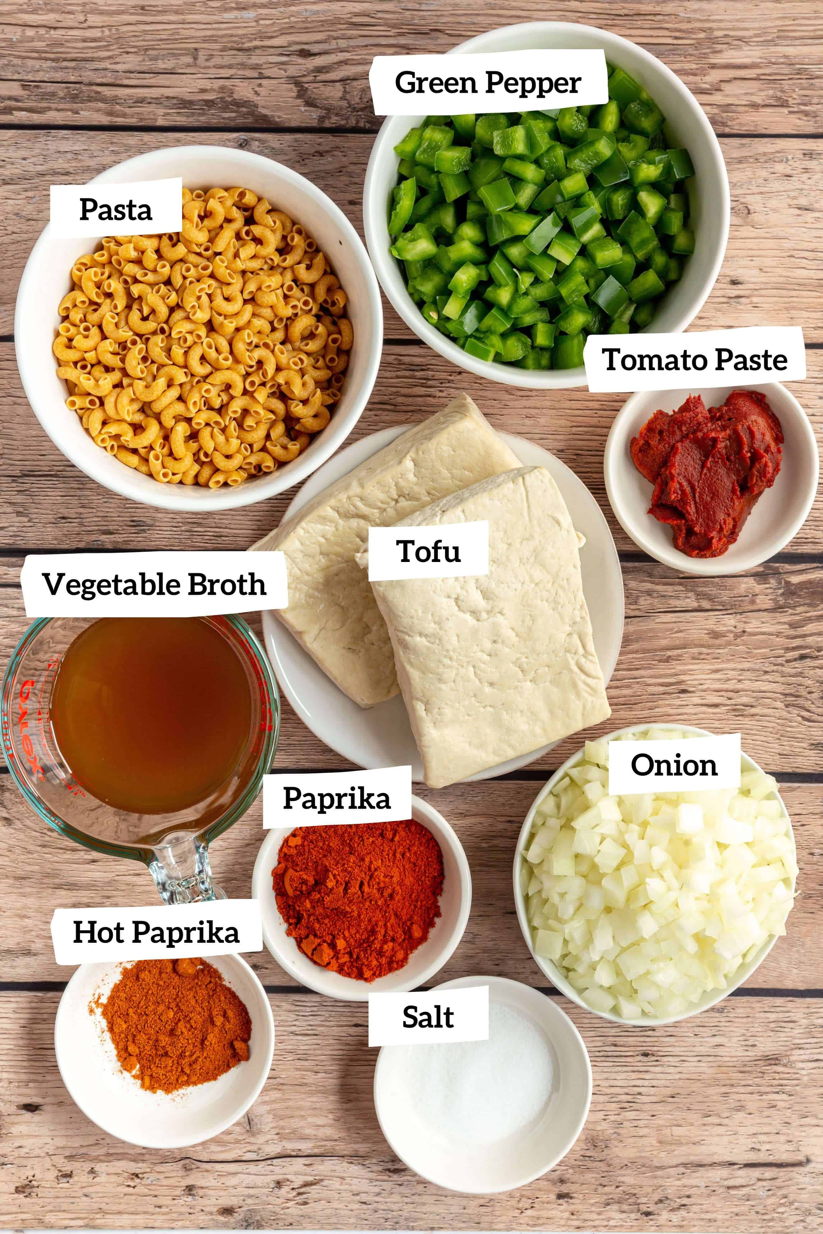 Vegan Paprikash Ingredients