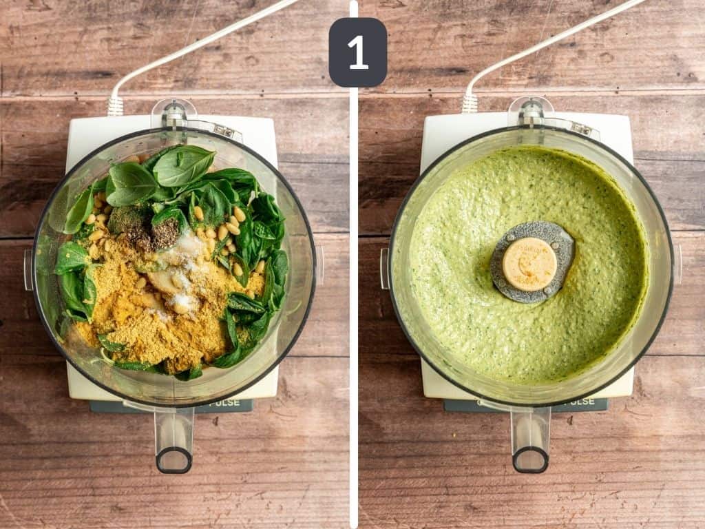 Vegan White Bean Pesto Dip Step 1 - make the dip.