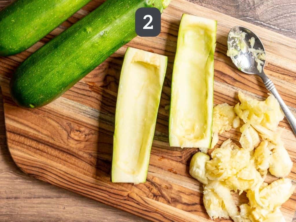 Vegan Zucchini Boats Step 2 - prepare the zucchini.