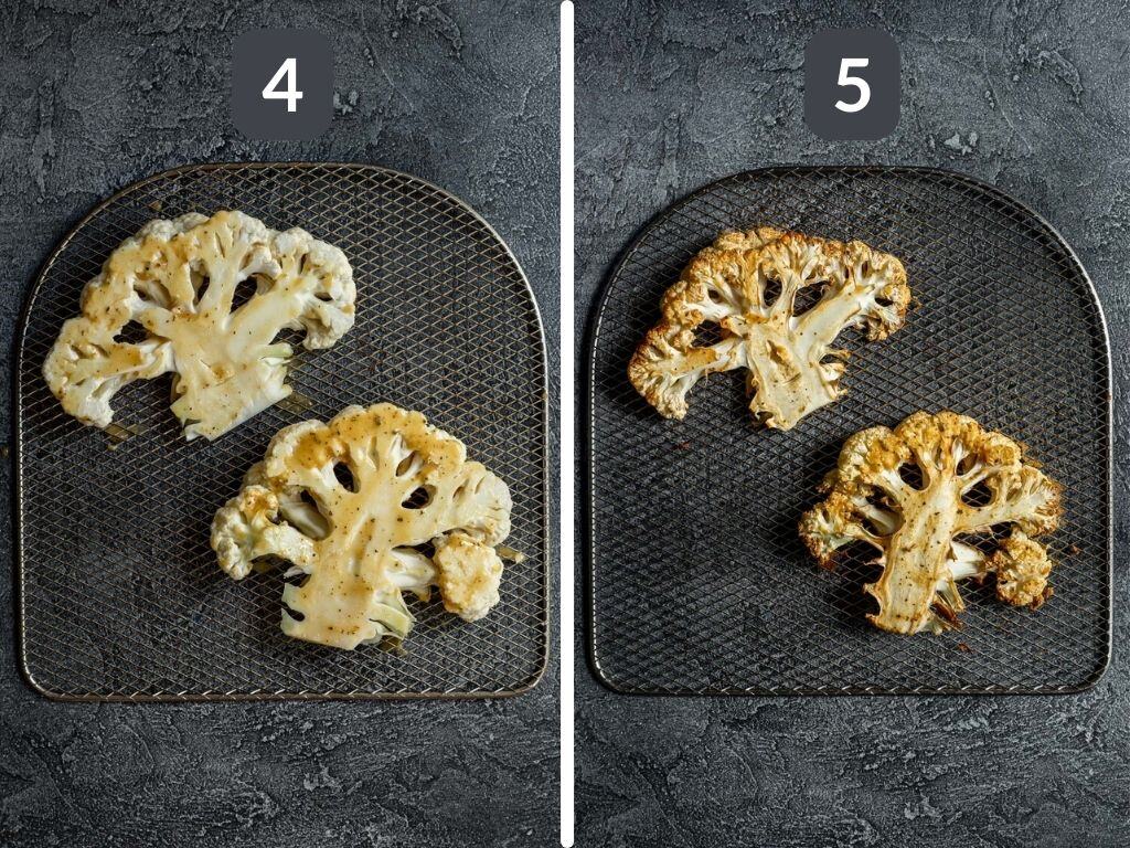Air Fryer Cauliflower Steaks Steps 4 & 5