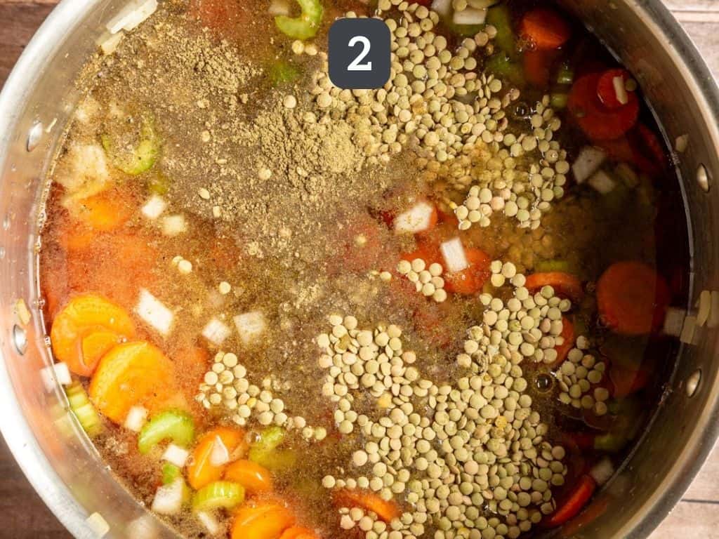 Carrot and Lentil Soup Step 2 - add the remaining ingredients.