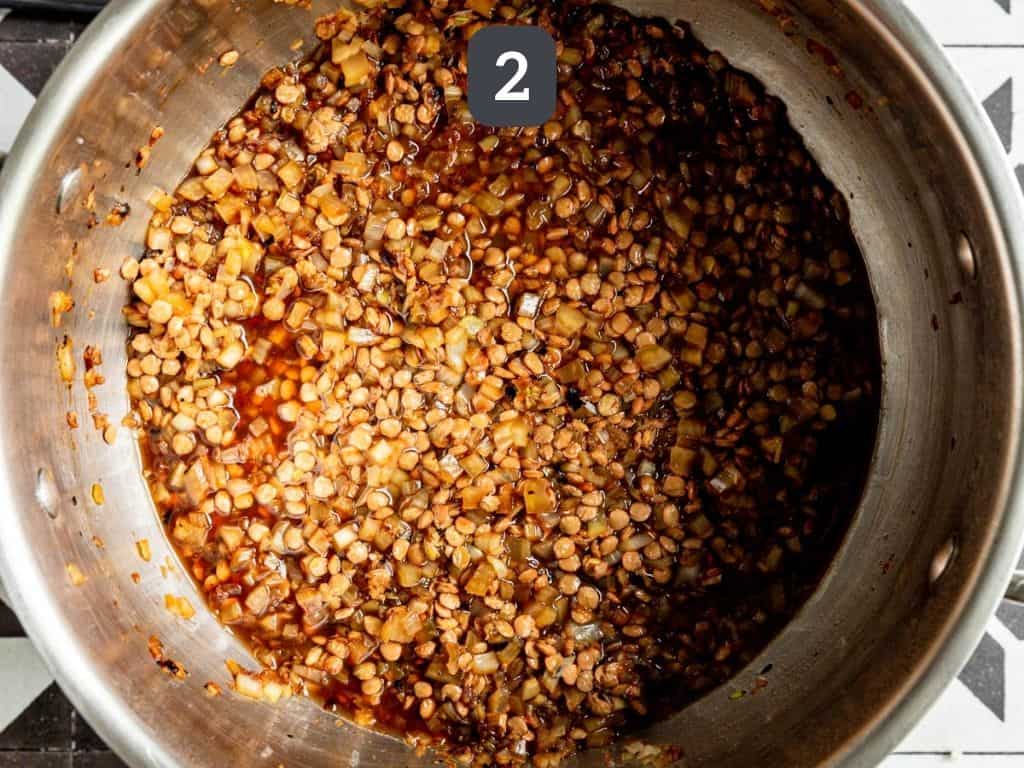 Lentils and Greens Toast Step 2 - cook the lentils.