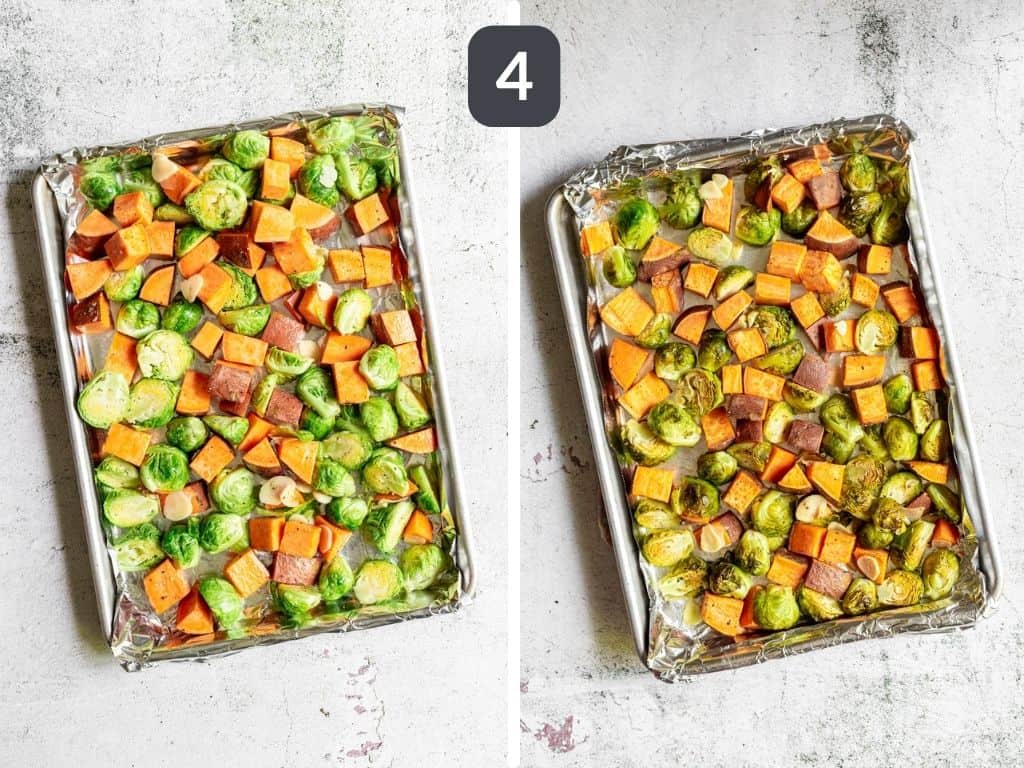 Roasted Sweet Potatoes and Brussels Sprouts Step 4