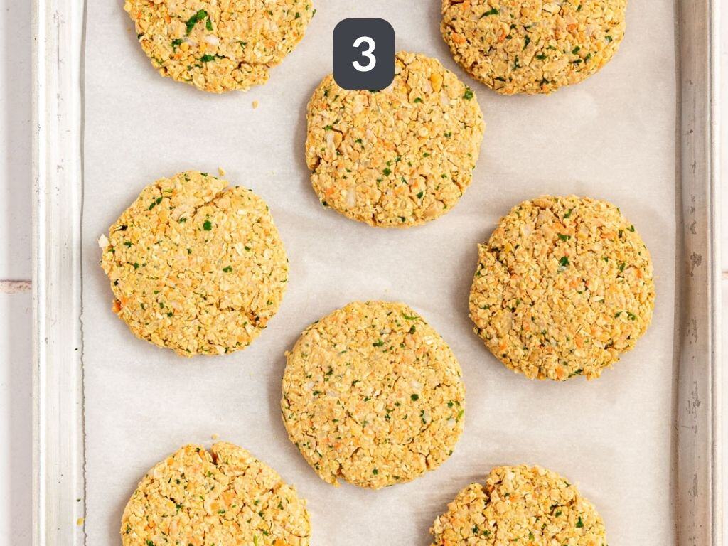 Chickpea Patty Burgers Step 3 - shape patties.