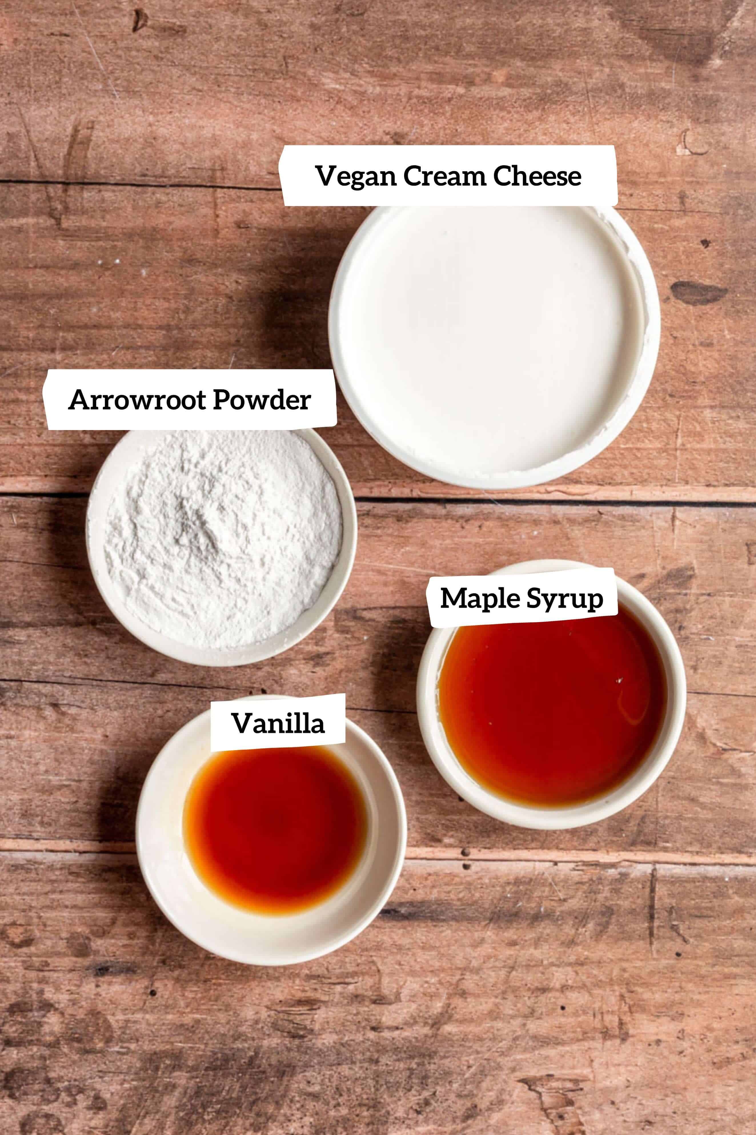 Ingredients for cream cheese frosting.