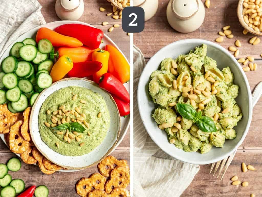 Vegan White Bean Pesto Dip Step 2 - serve as dip or pasta.